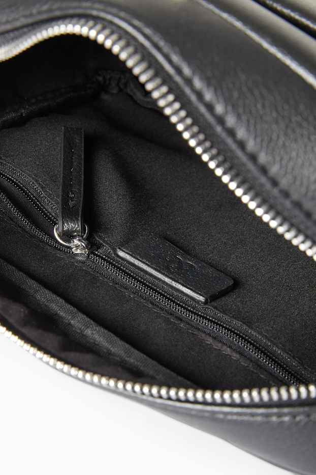 Damen - Umhängetasche mit abnehmbarem Taschengurt - Lederimitat - schwarz