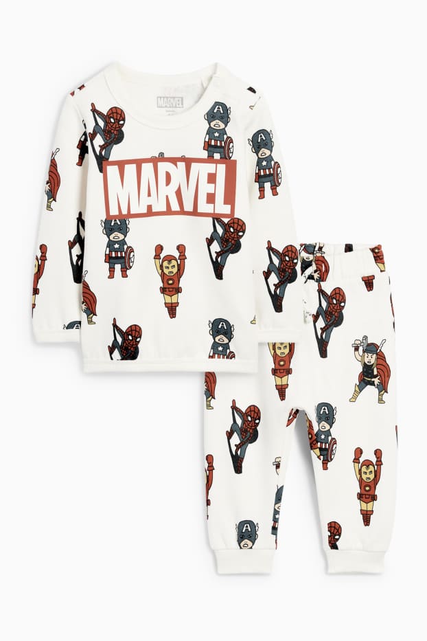 Baby: jongens - Marvel - baby-outfit - 2-delig - crème wit