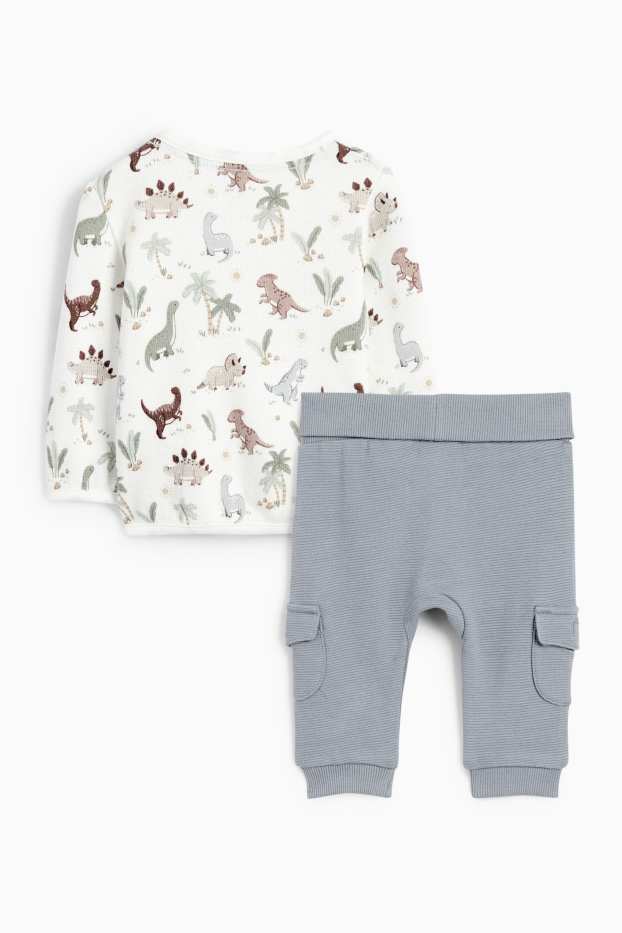 Baby Jungen - Dino - Baby-Outfit - 2 teilig - strukturiert - weiss