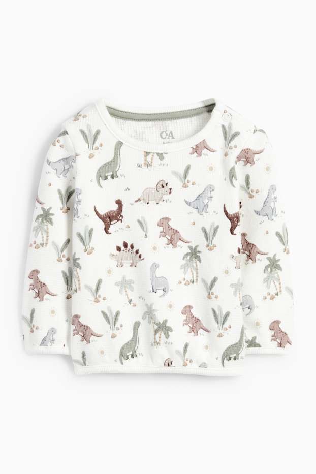 Baby Jungen - Dino - Baby-Outfit - 2 teilig - strukturiert - weiss