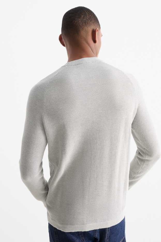 Hommes - Pull - texturé - gris