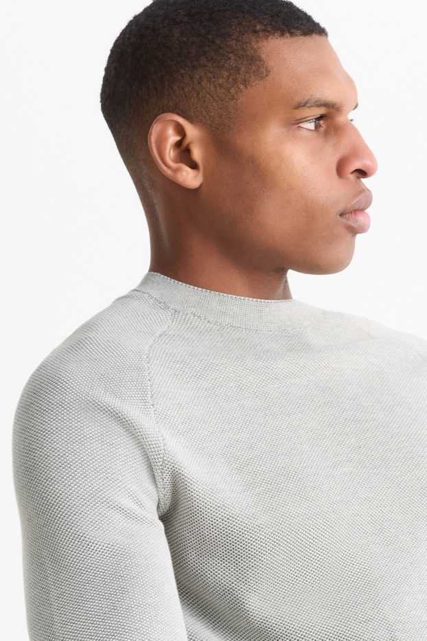 Hommes - Pull - texturé - gris