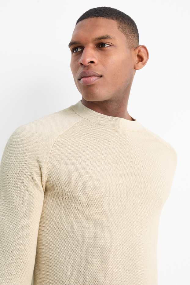 Hommes - Pull - texturé - beige