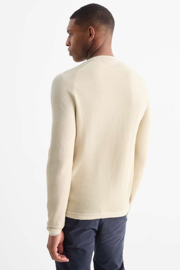 Hommes - Pull - texturé - beige