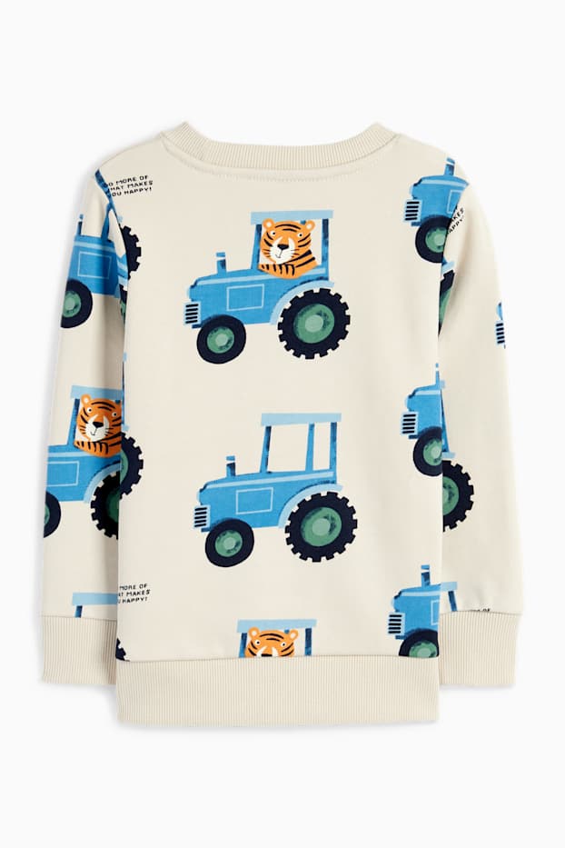 Kinderen: jongens - Tractor en tijger - sweatshirt - licht beige
