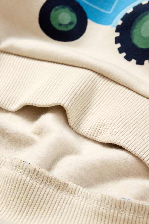 Kinderen: jongens - Tractor en tijger - sweatshirt - licht beige