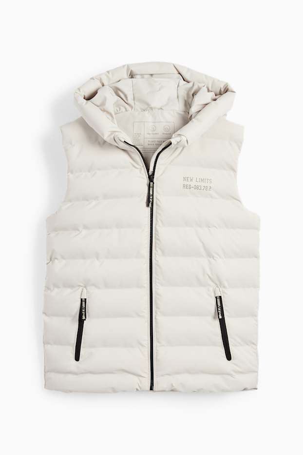 Bambini - Gilet trapuntato con cappuccio - impermeabile - grigio
