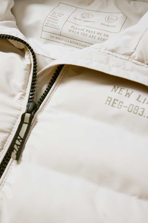 Bambini - Gilet trapuntato con cappuccio - impermeabile - grigio