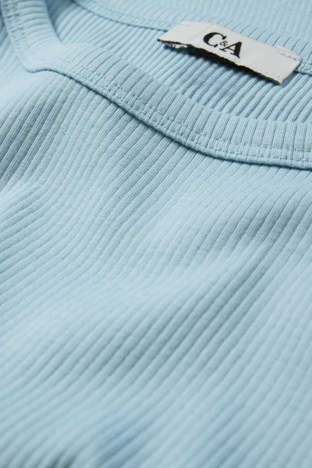 Damen - Crop T-Shirt - gerippt - hellblau