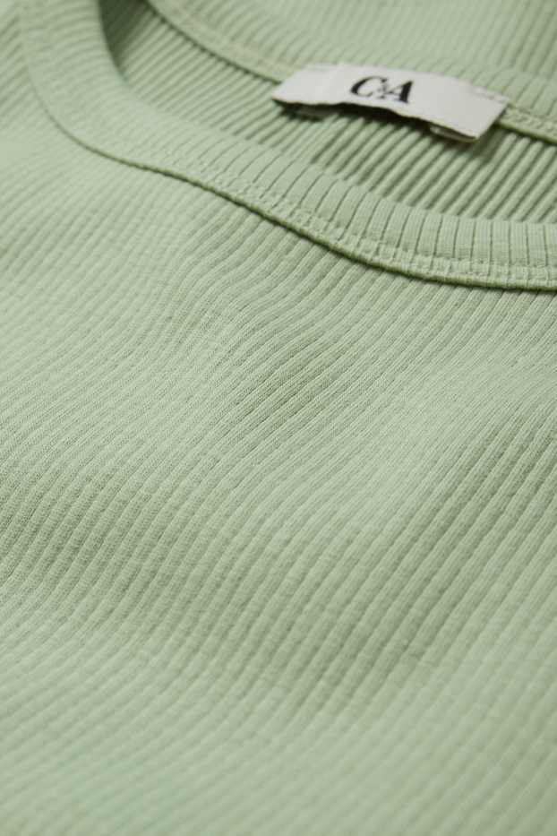 Femei - Tricou crop - reiat - verde deschis