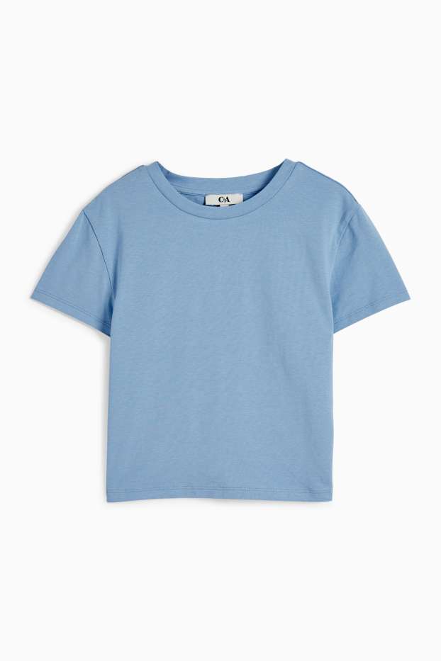 Dames - Kort T-shirt - blauw