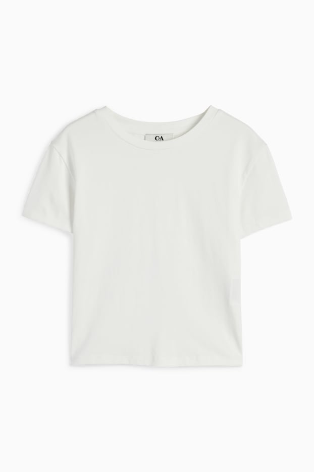 Women - Cropped T-shirt - cremewhite