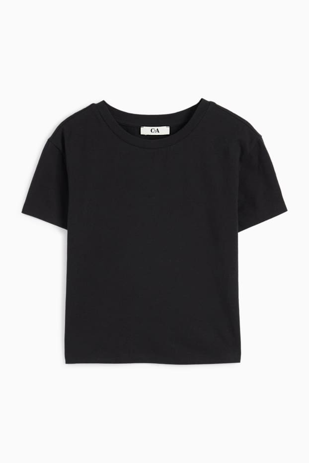 Dames - Kort T-shirt - zwart