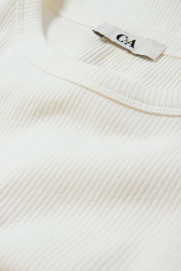 Women - Cropped T-shirt - ribbed - white