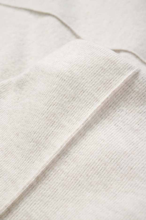 Women - Knitted trousers - mid-rise waist - regular fit - light beige