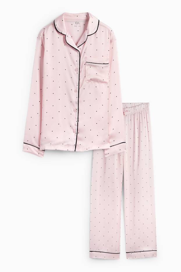 Enfants filles - Pyjama en satin - à pois - rose
