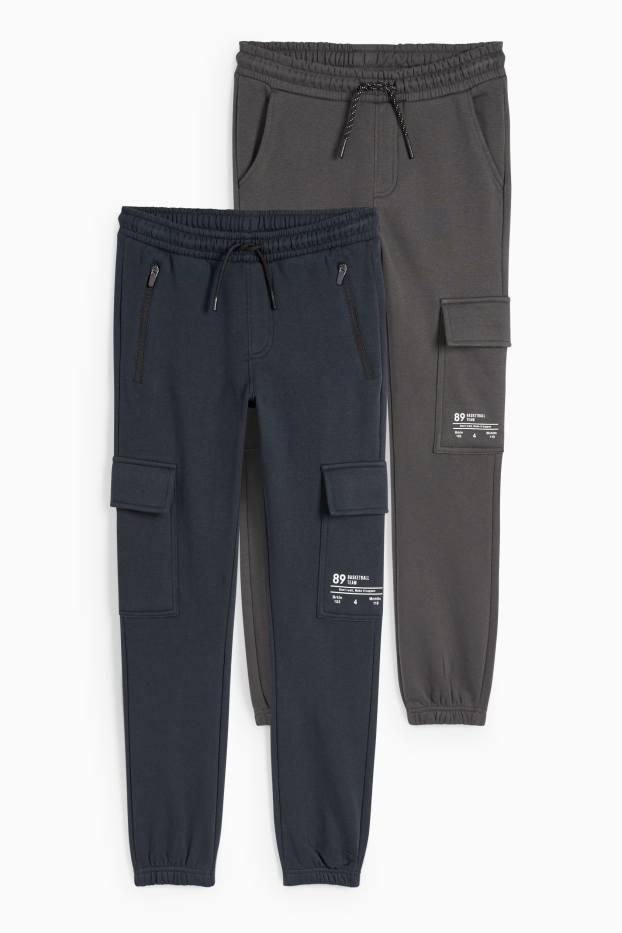 Kinder Jungen - Multipack 2er - Cargo-Jogginghose - dunkelgrau