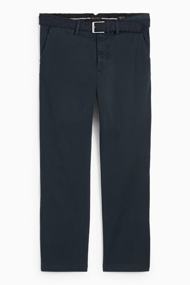 Herren - Chino mit Gürtel - Regular Fit - dunkelblau