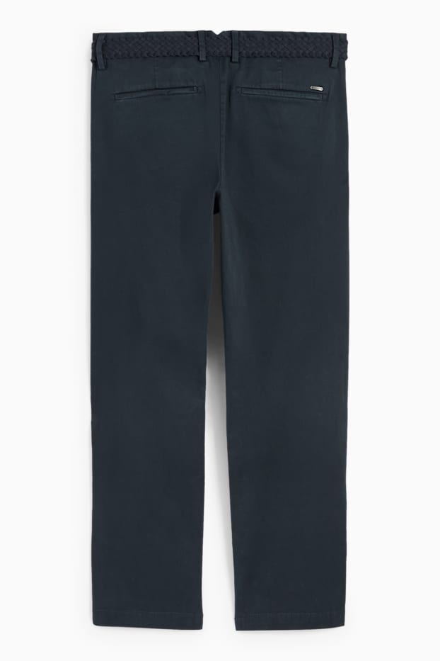 Herren - Chino mit Gürtel - Regular Fit - dunkelblau