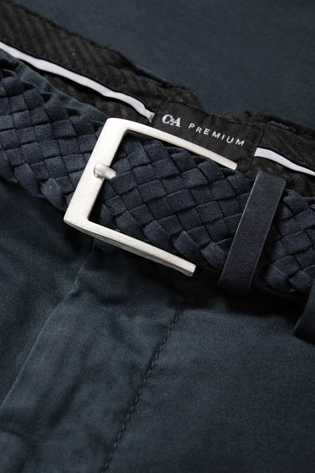 Herren - Chino mit Gürtel - Regular Fit - dunkelblau