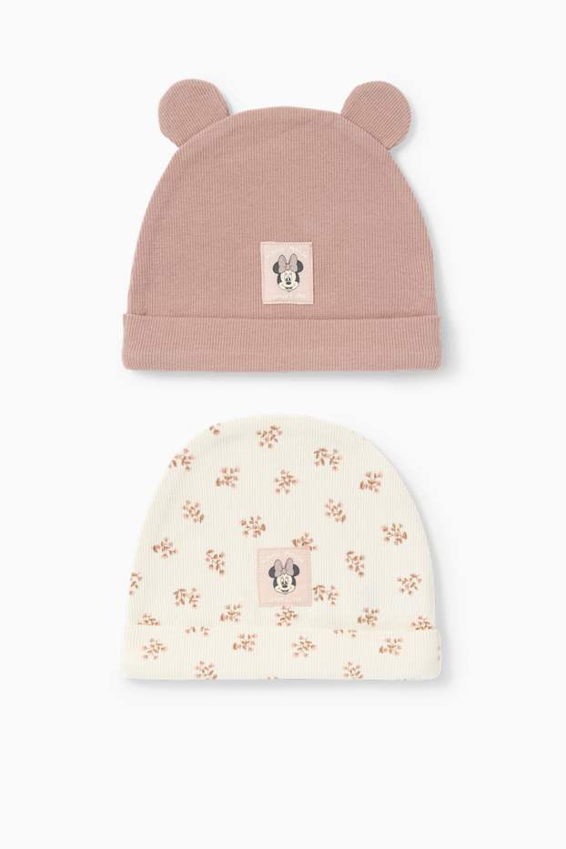 Nadó nena - Paquet de 2 - Minnie Mouse - gorra beanie per a nadó - acanalada - beix
