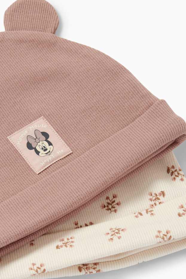 Nadó nena - Paquet de 2 - Minnie Mouse - gorra beanie per a nadó - acanalada - beix