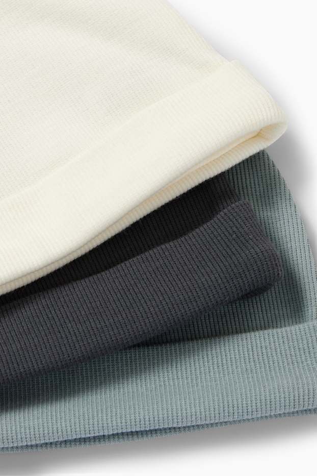 Neonati - Confezione da 3 - berretto neonati - a costine - grigio