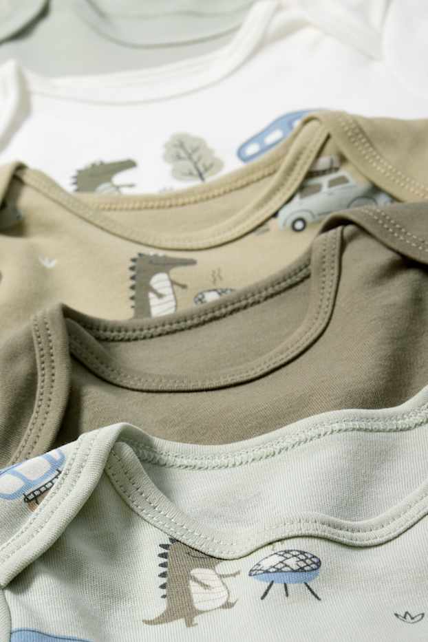 Bébés garçons - Lot de 5 - camping et crocodile - bodys bébé - blanc