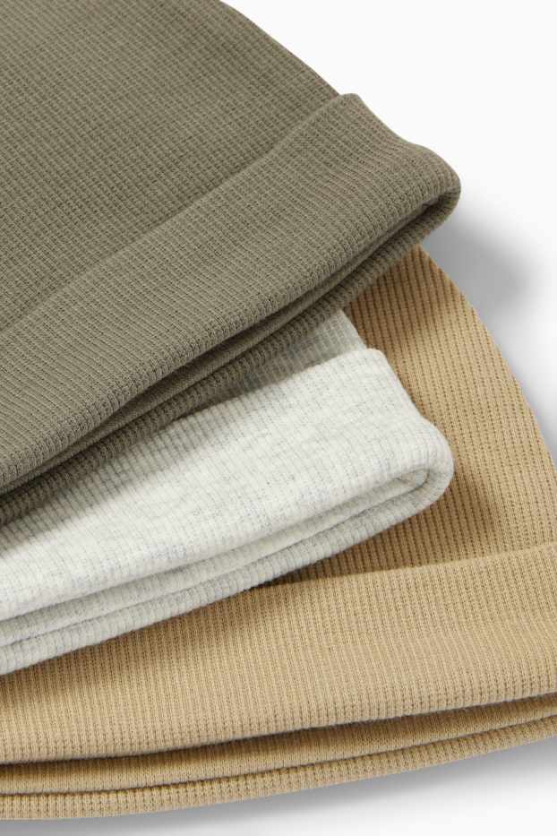 Neonati - Confezione da 3 - berretto neonati - a costine - verde