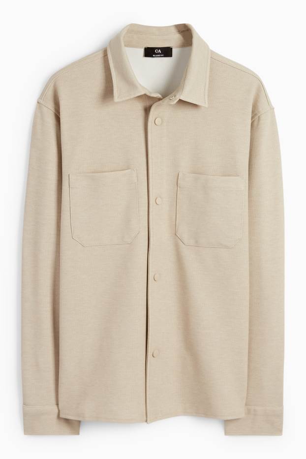 Herren - Hemdjacke - Relaxed Fit - Kent - strukturiert - hellbeige