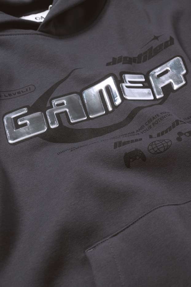 Děti - chlapci - Gaming - mikina s kapucí - tmavošedá