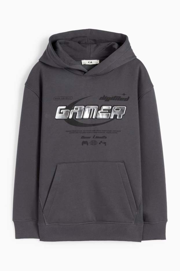 Děti - chlapci - Gaming - mikina s kapucí - tmavošedá