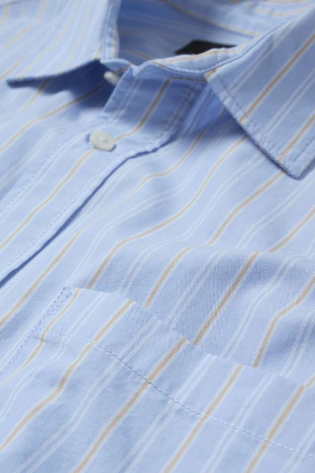Hommes - Chemise - loose fit - col kent - à rayures - bleu clair