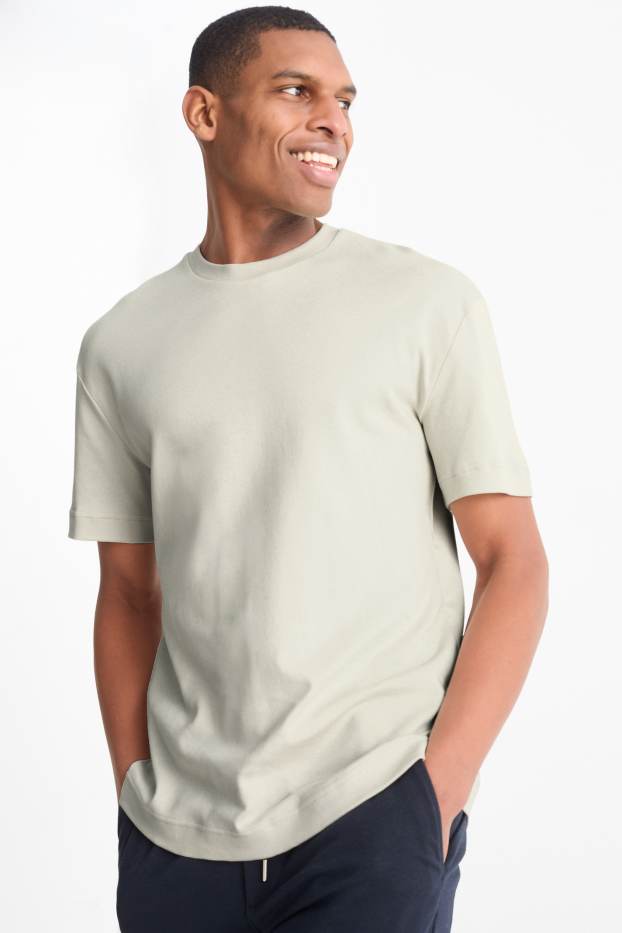 Men - T-shirt - light beige