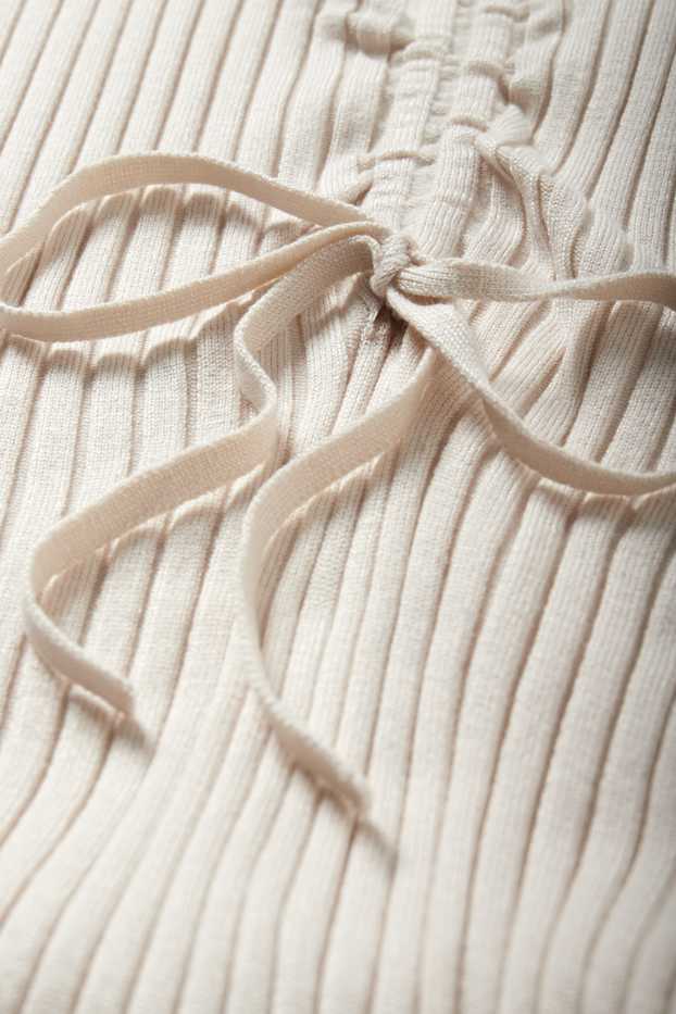 Dona - Vestit de punt de mitja - acanalat - beix clar