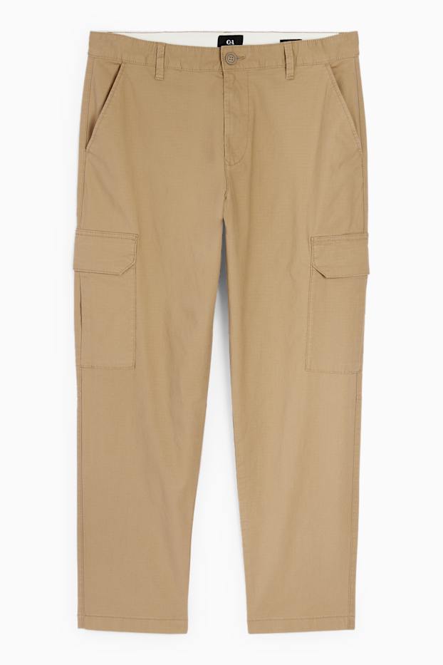 Hommes - Pantalon cargo - texturé - marron clair