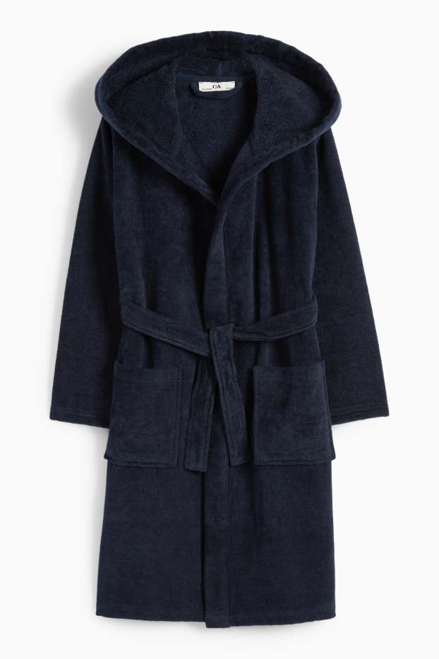 Bambini - Accappatoio di spugna con cappuccio - blu scuro