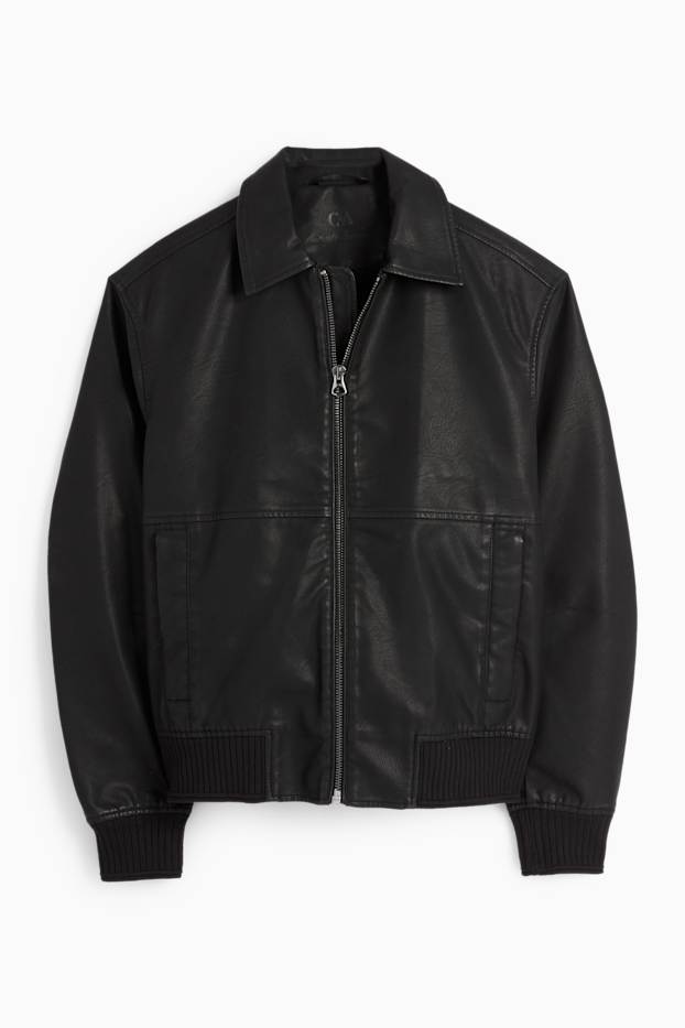 Uomo - Giacca stile motociclista - similpelle - nero