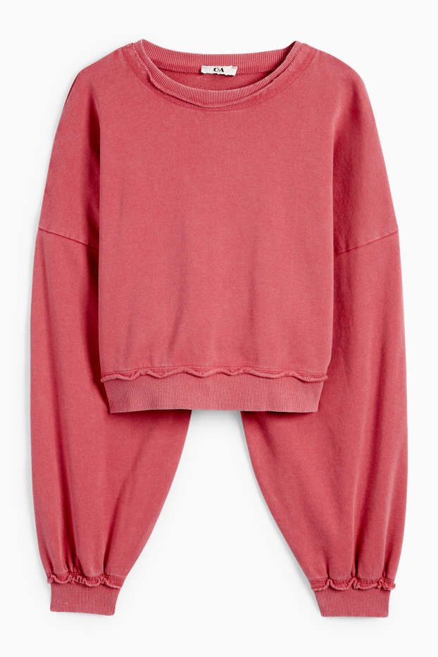 Femmes - Sweat court - rose foncé