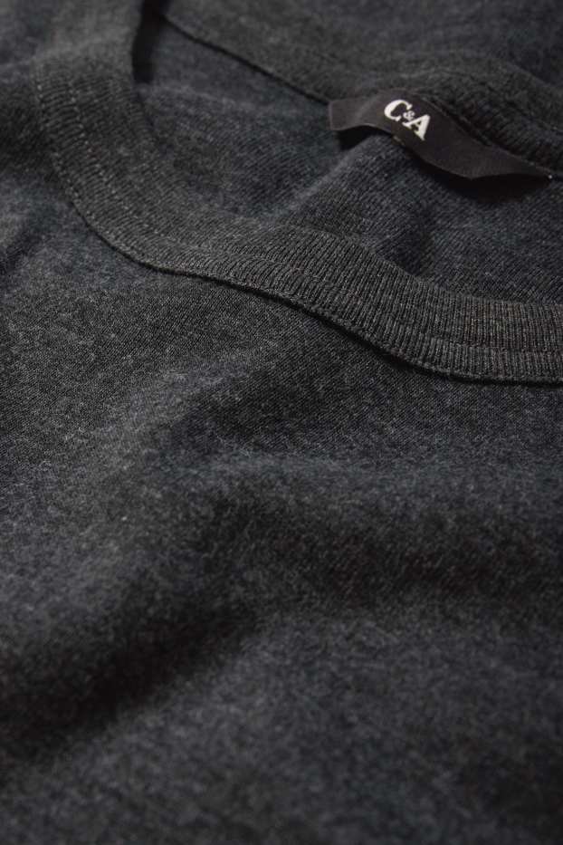 Hommes - T-shirt - slim fit - fines côtes - gris foncé