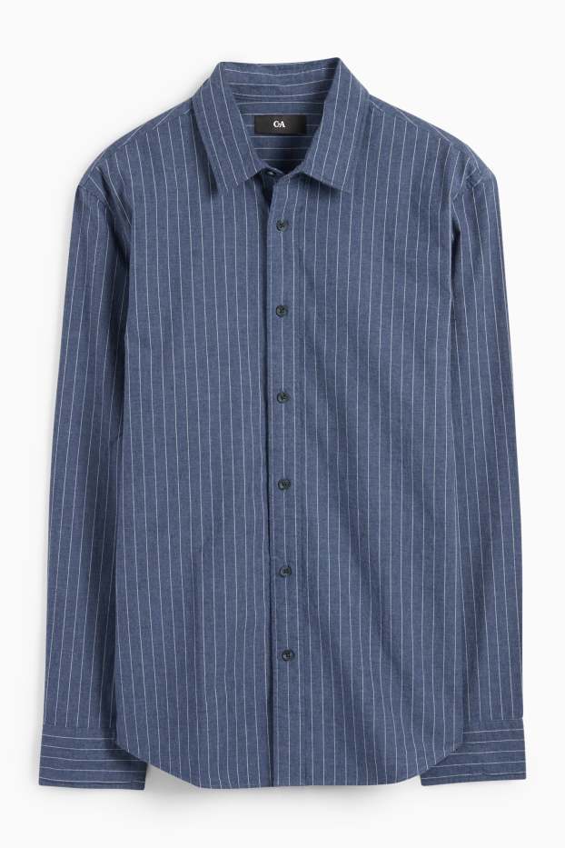 Hommes - Chemise - regular fit - col kent - fines rayures - bleu foncé