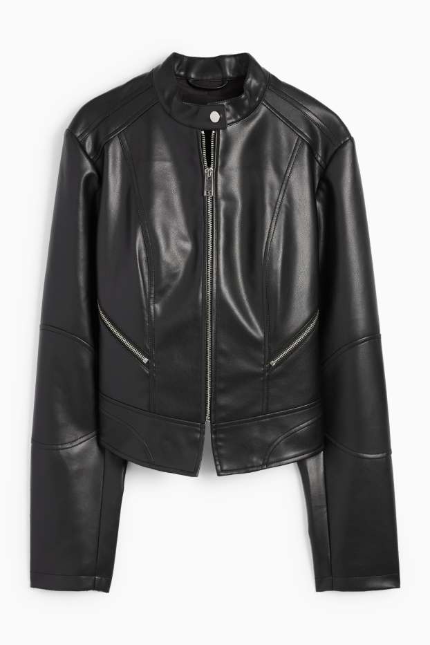 Dona - Caçadora biker - pell sintètica - negre