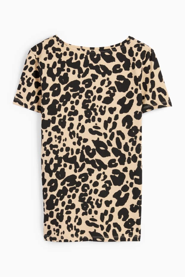 Damen - T-Shirt - Leo-Print - beige
