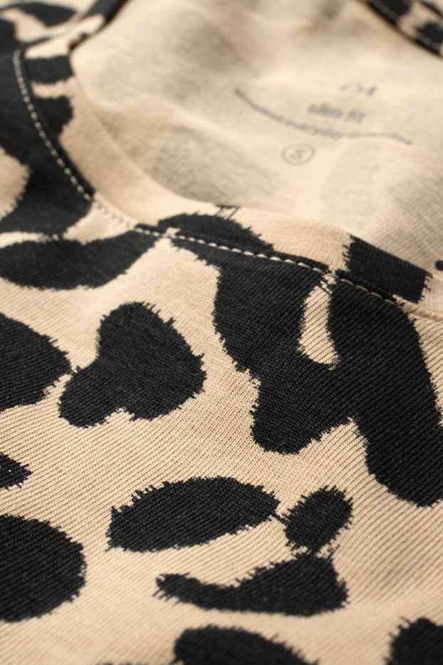 Damen - T-Shirt - Leo-Print - beige