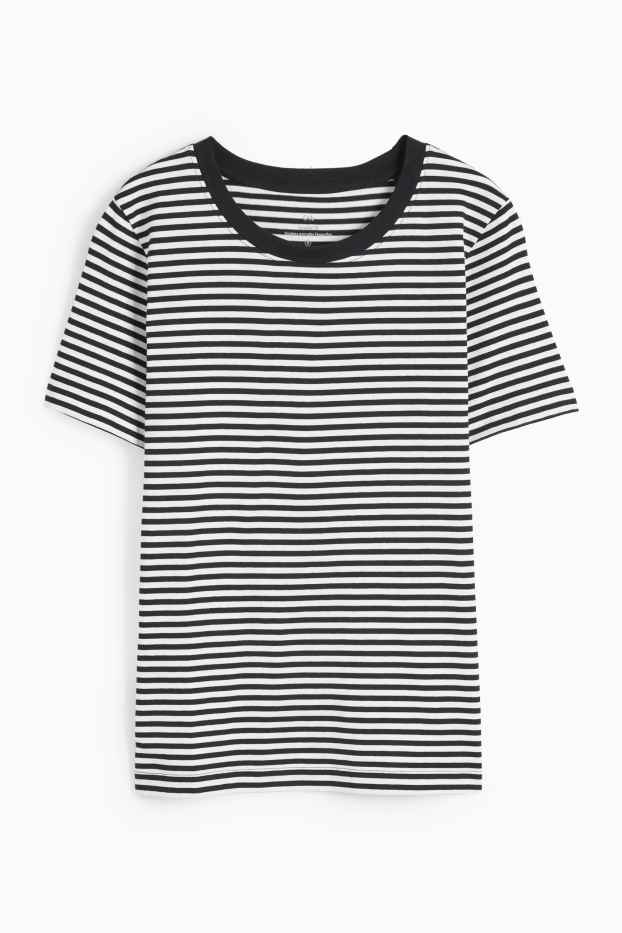 Femei - Tricou basic - cu dungi - negru / alb
