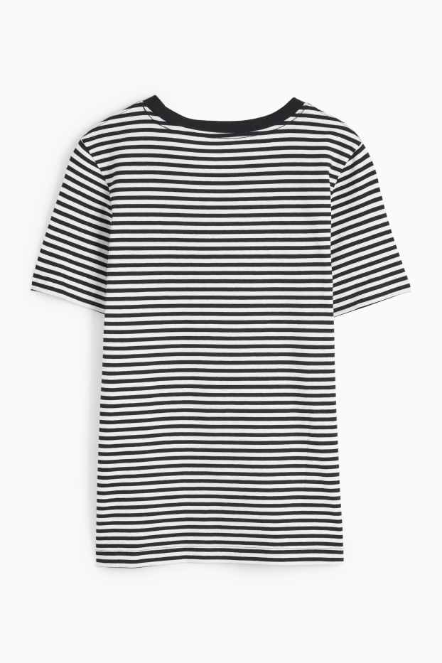 Femei - Tricou basic - cu dungi - negru / alb