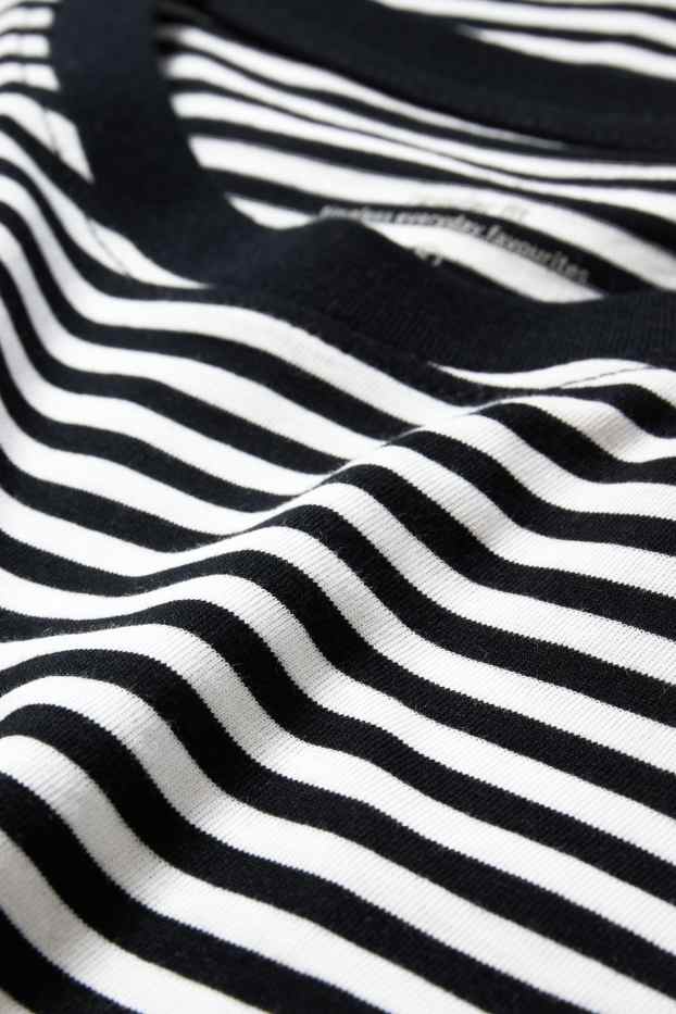 Femei - Tricou basic - cu dungi - negru / alb