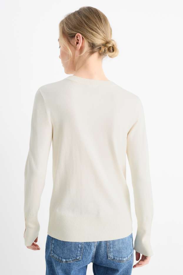 Damen - Feinstrick-Pullover - cremeweiss