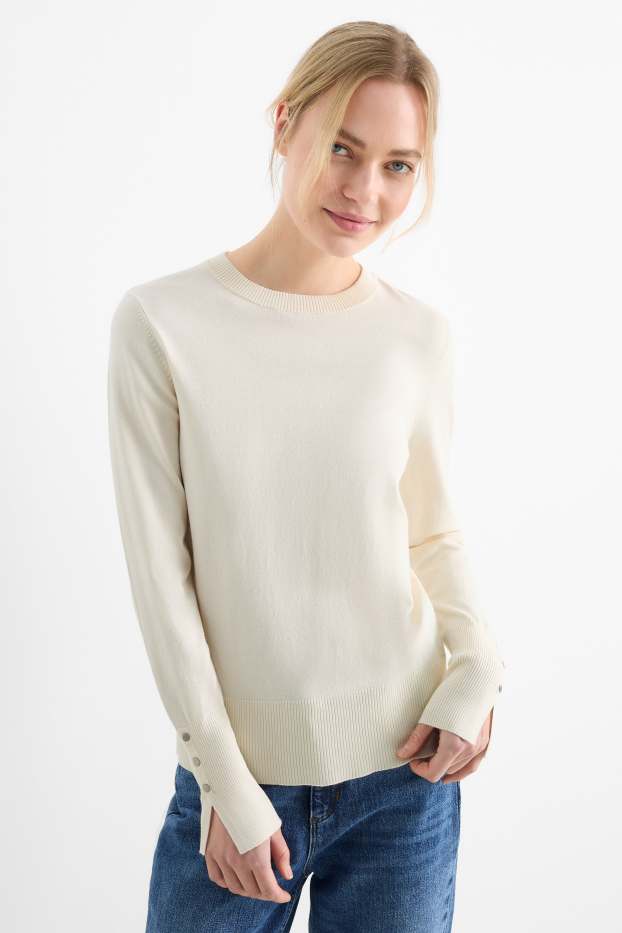 Damen - Feinstrick-Pullover - cremeweiss