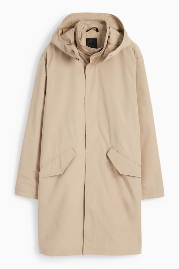 Uomo - Cappotto con cappuccio - beige
